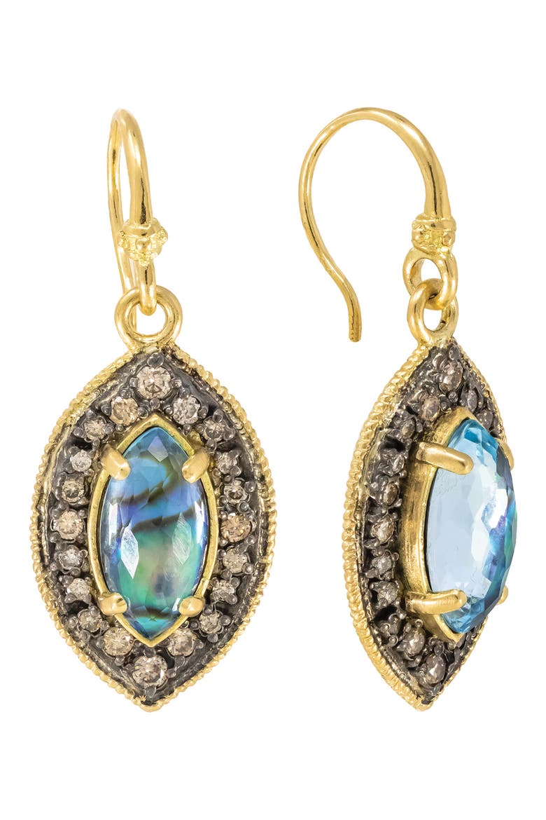 Blue Mother of Pearl Drop Earrings, Main, color, BLUE