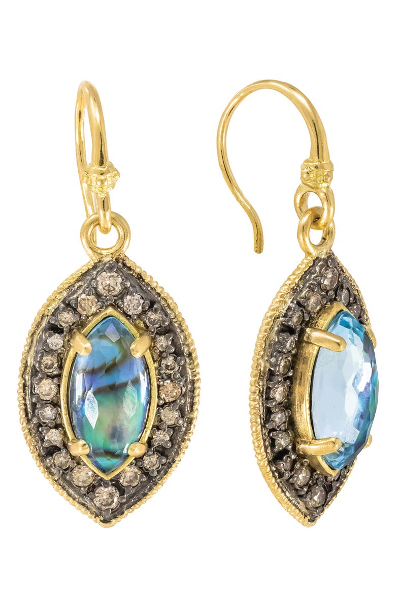 Armenta Blue Mother of Pearl Drop Earrings, Main, color, Blue