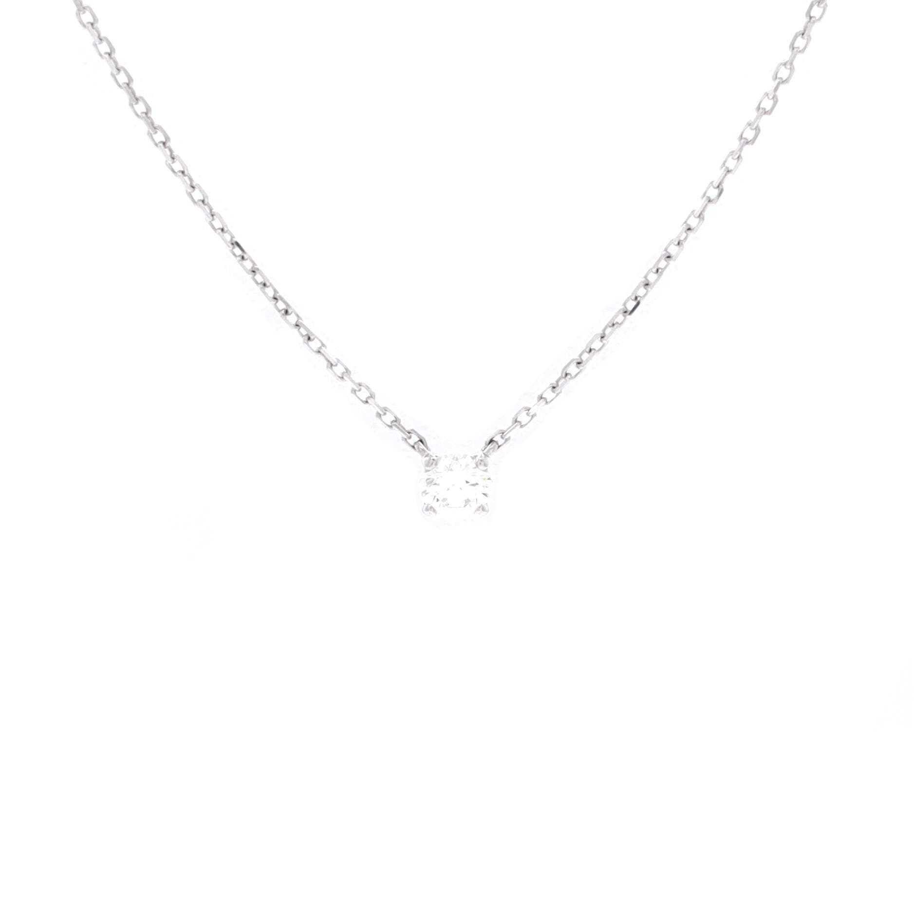 1895 Solitaire Necklace 18K White Gold with RBC Diamond D/VVS1 0.20CT, Main, color, Metallic Gold