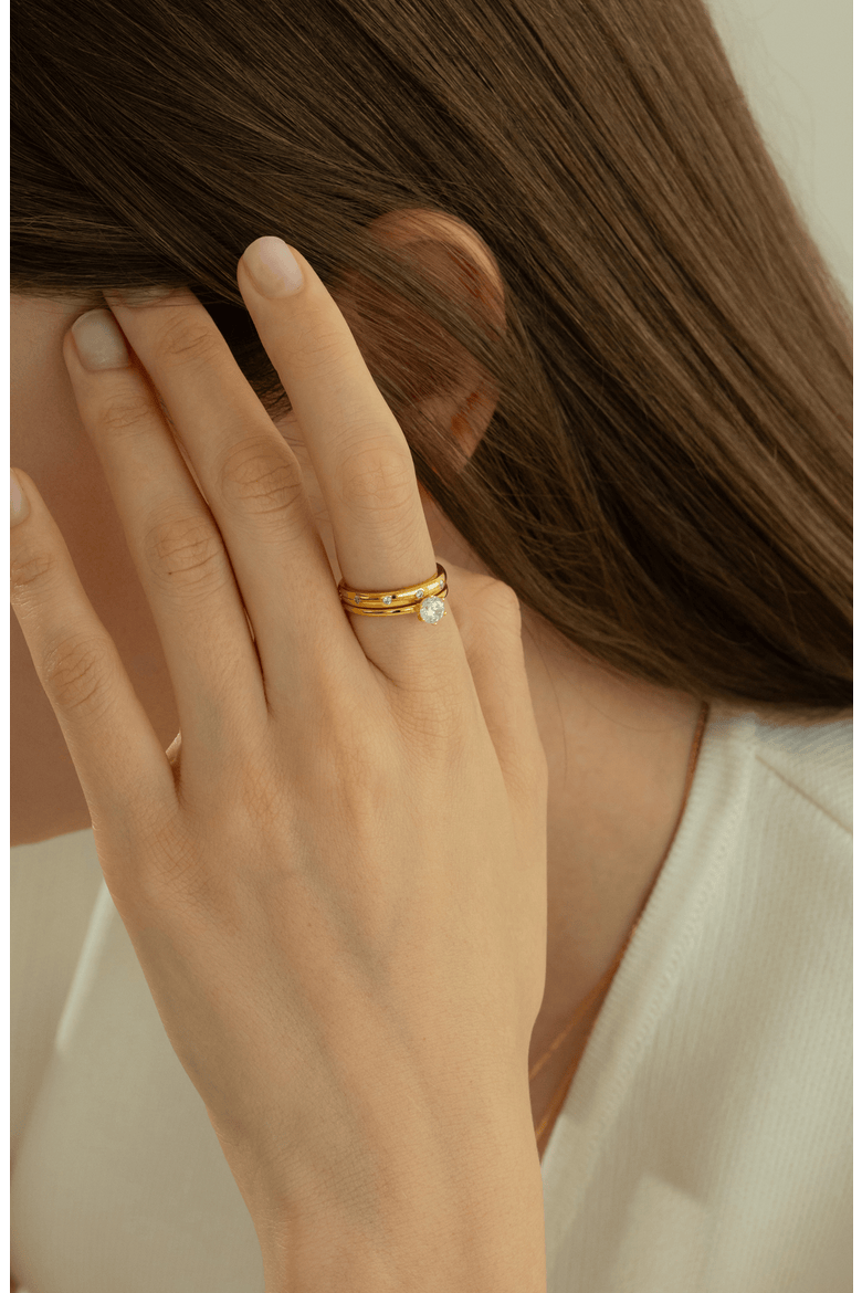 18k Gold Plated Sterling Silver Everyday Shine Ring Set Gift Guide, Alternate, color, Silver