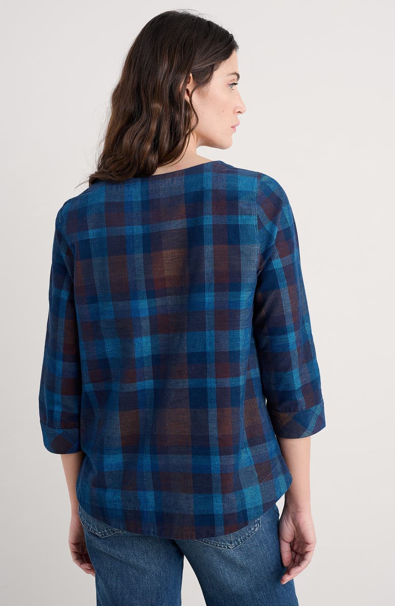 Seasalt Cornwall Tithonia Plaid Organic Cotton Corduroy Top, Alternate, color, Honesty Sea Cave