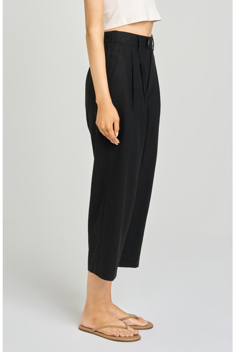 Stevie Linen Blend Crop Pants, Alternate, color, BLACK