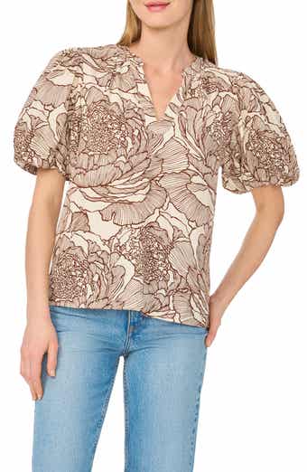 CeCe V-Neck Puff Sleeve Top