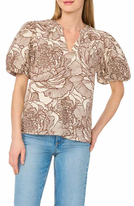 CeCe V-Neck Puff Sleeve Top