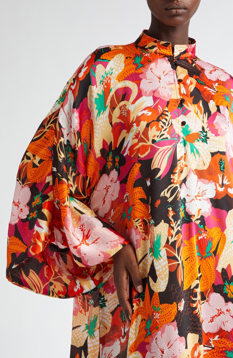 La Vie Style House Hibiscus Print Cover-Up Caftan, Alternate, color, Multi