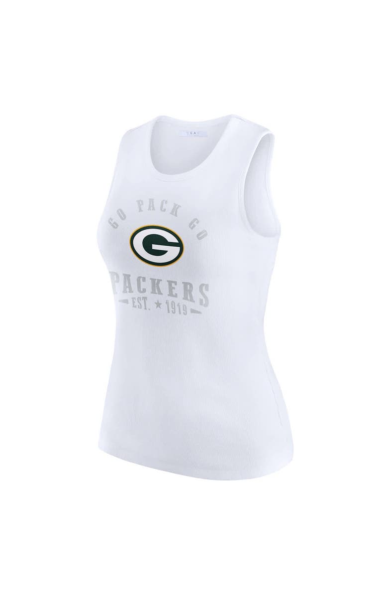 WEAR by Erin Andrews Women's WEAR by Erin Andrews  White Green Bay Packers Ribbed Graphic Tank Top, Alternate, color, 