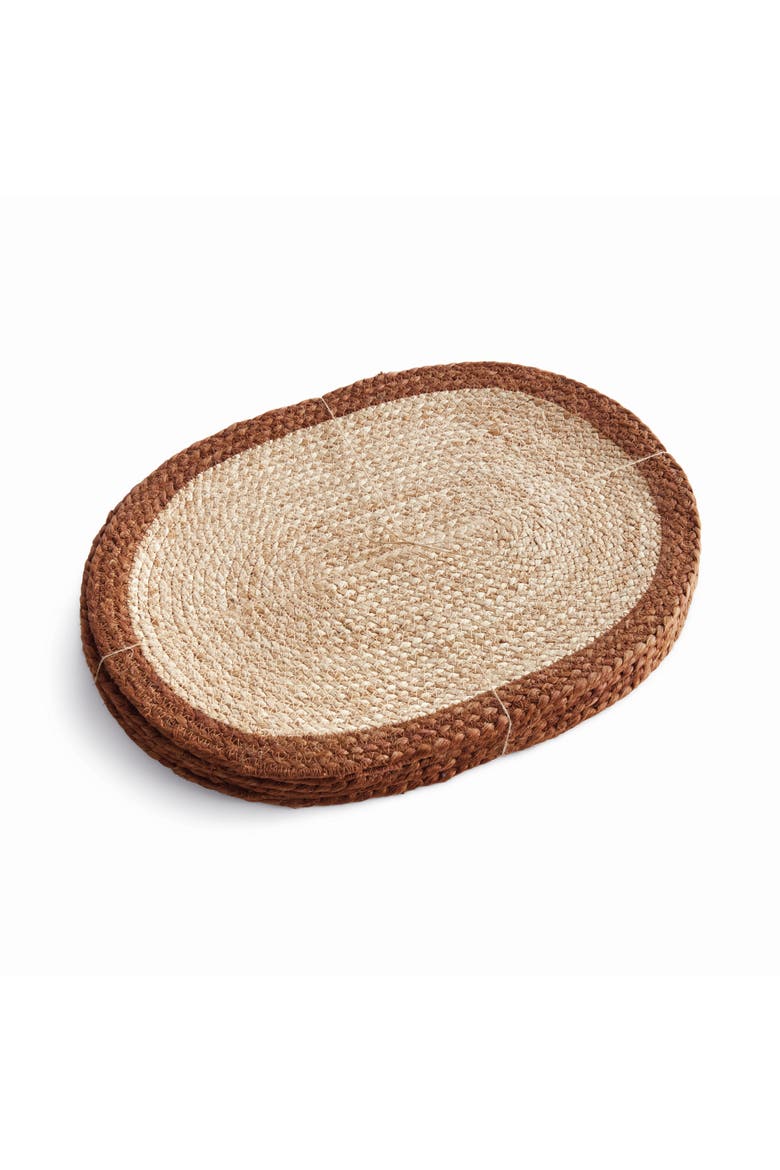 Jute Coil Oval Placemats, Set of 8 - Natural/Rust, Main, color, Red
