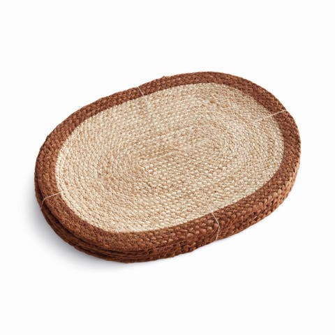 Jute Coil Oval Placemats, Set of 8 - Natural/Rust