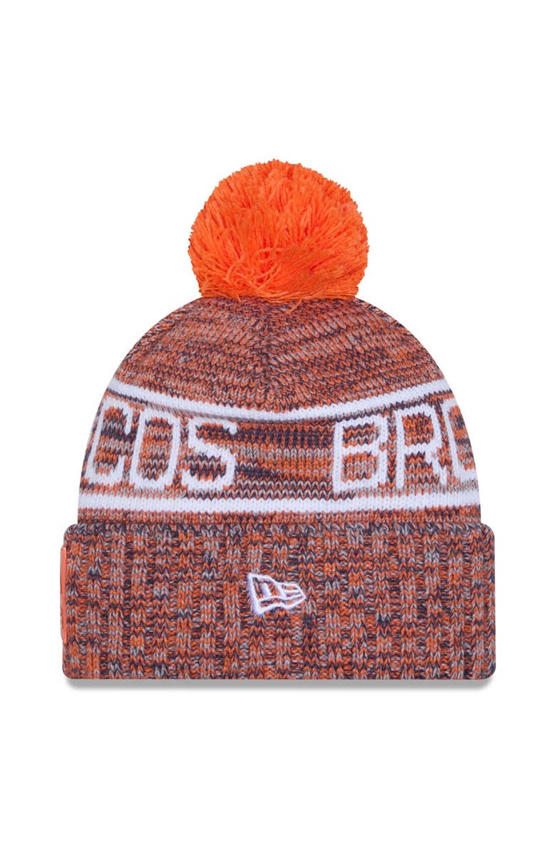 New Era Men's New Era Orange Denver Broncos 2025 Sideline Cold Weather Cuffed Knit Hat with Pom, Alternate, color, Orange