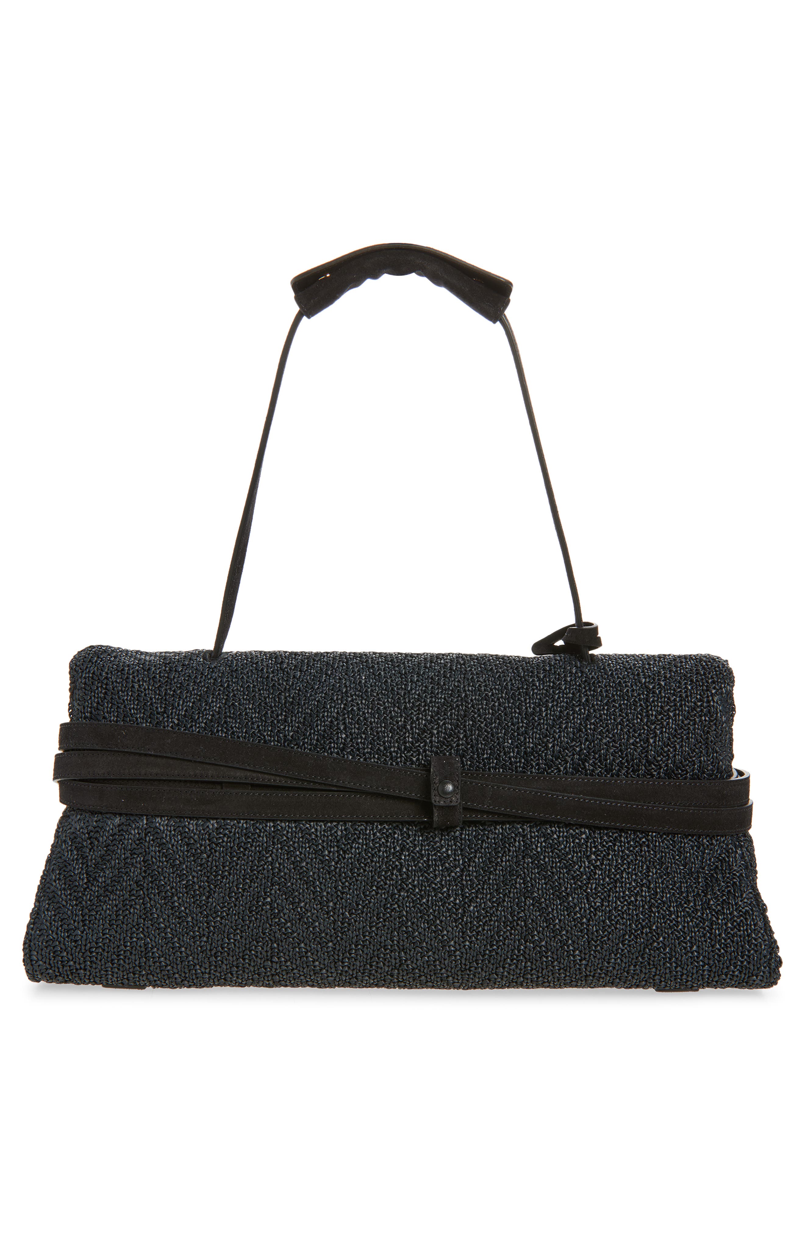 Moschino Tie Me East/West Shoulder Bag, Alternate, color, 00A Black/ Black