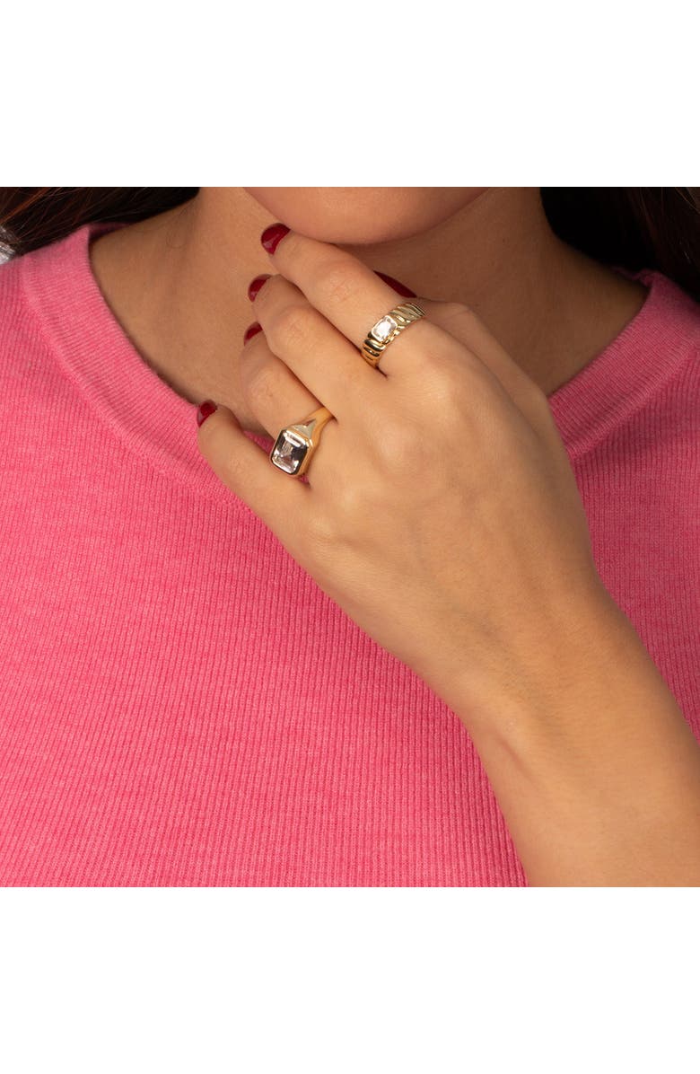 BY ADINA EDEN CZ Baguette Bezel Signet Ring, Alternate, color, Gold