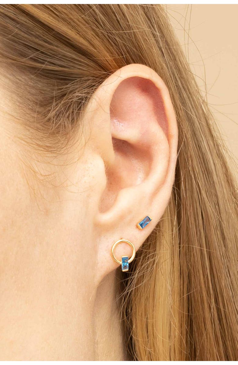 Oradina 14K Gold Bella Studs Earrings, Alternate, color, Yellow Gold - Rose Zirconia