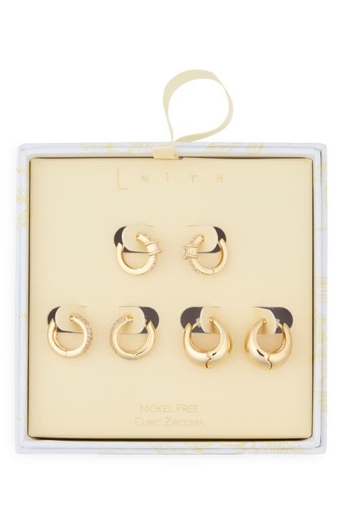 3-Pack Assorted Wide Huggie Hoop Earrings