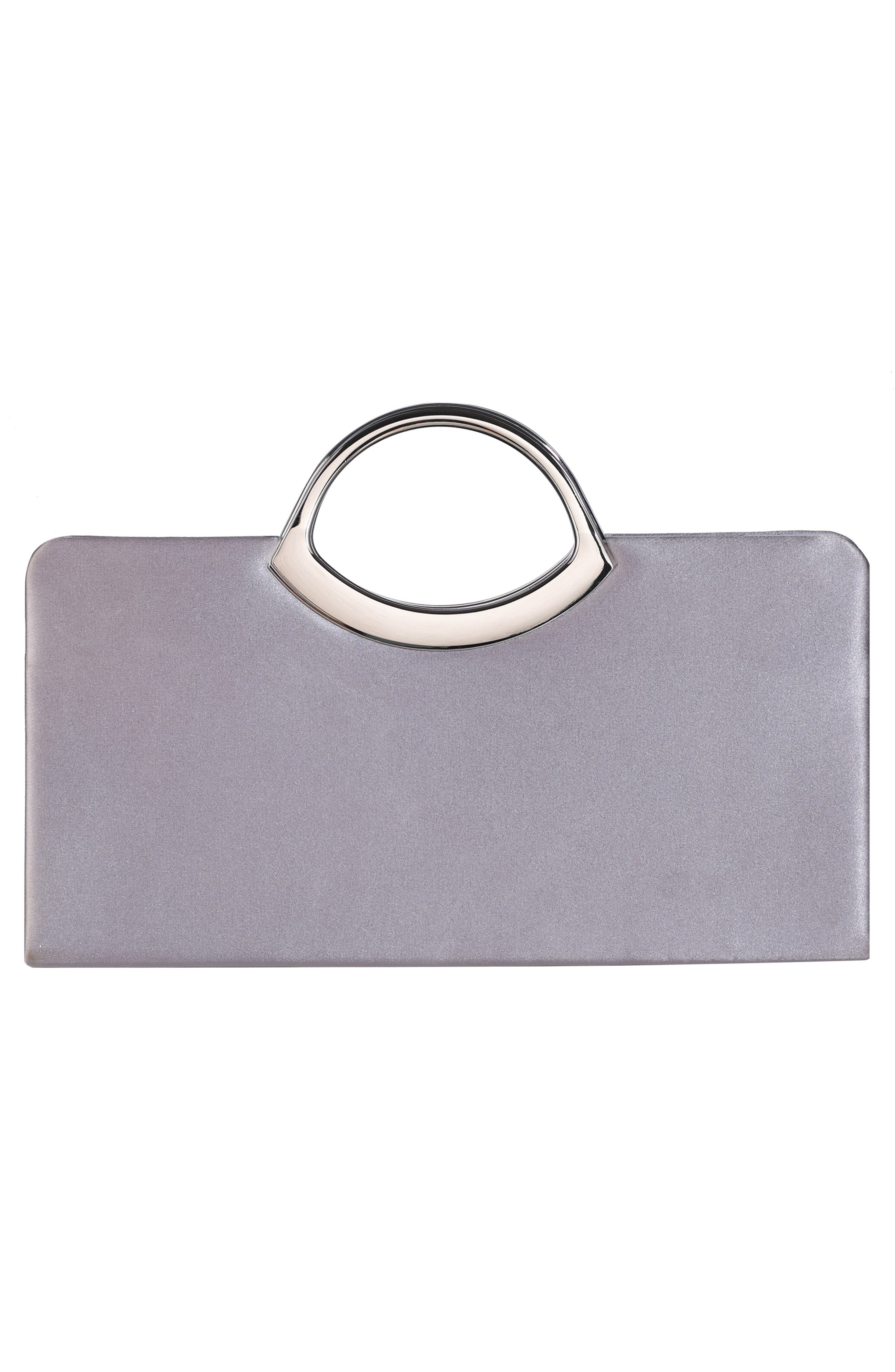 LADY COUTURE Tango Rhinestone Satin Clutch, Alternate, color, Silver