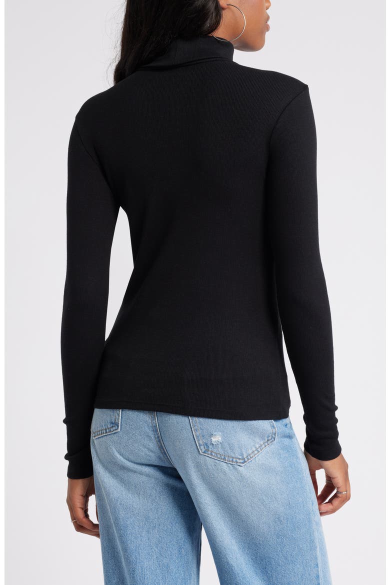 Turtleneck Ribbed Top, Alternate, color, BLACK