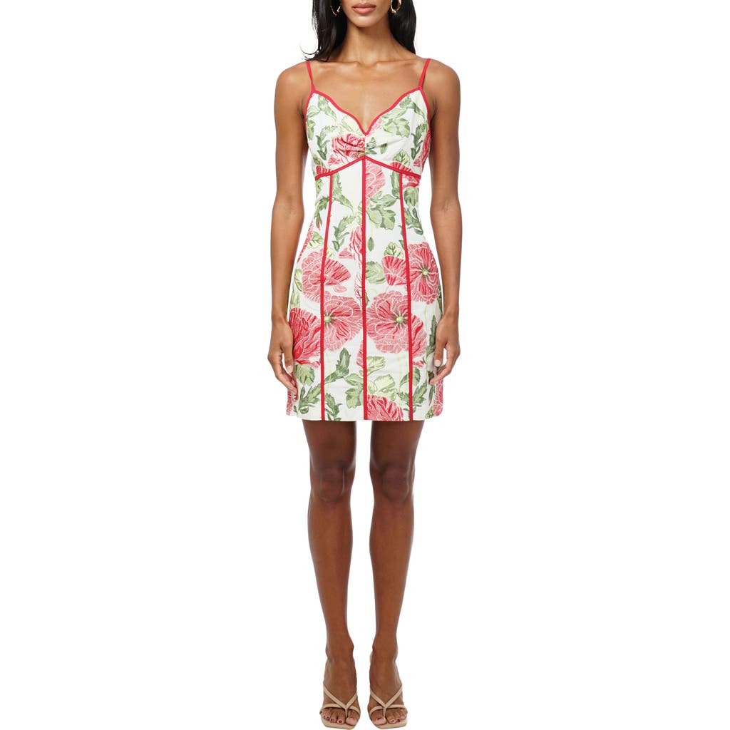 Adelyn Rae Fei Embroidered Contrast Scalloped Minidress in Ivory/Red  product