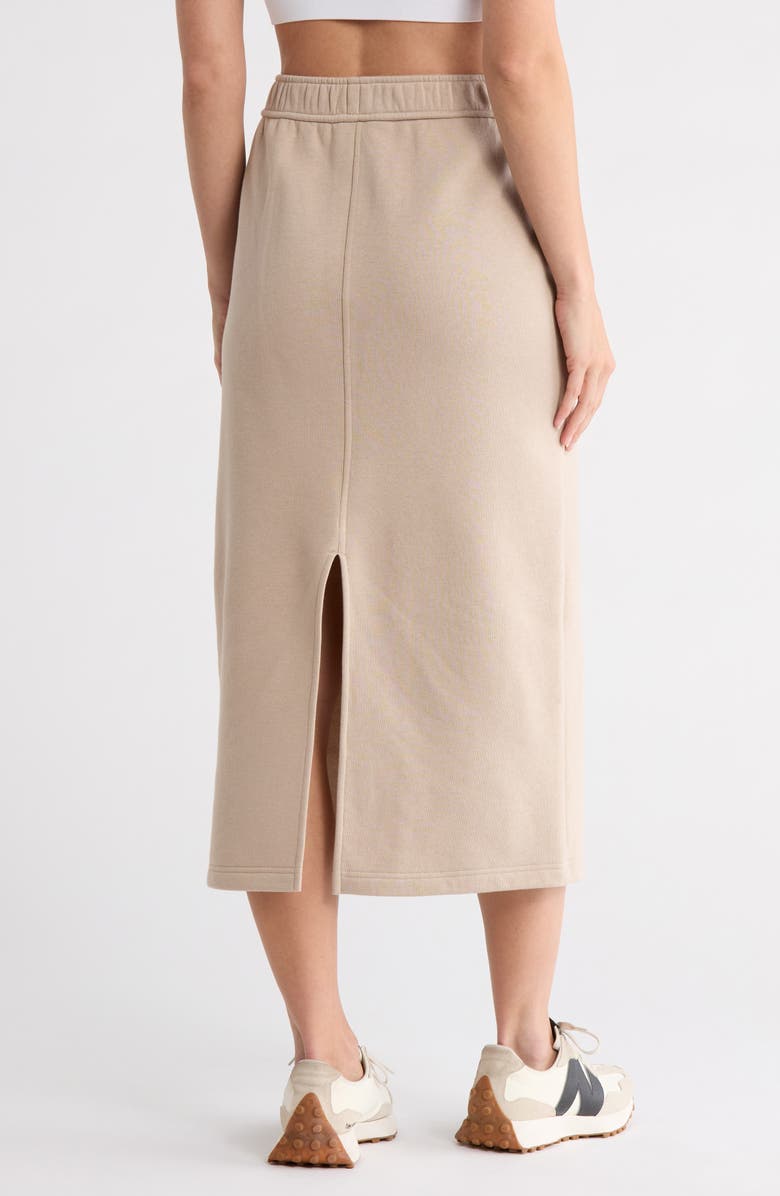 Z by Zella Feather Fleece Midi Skirt, Alternate, color, Tan Thread