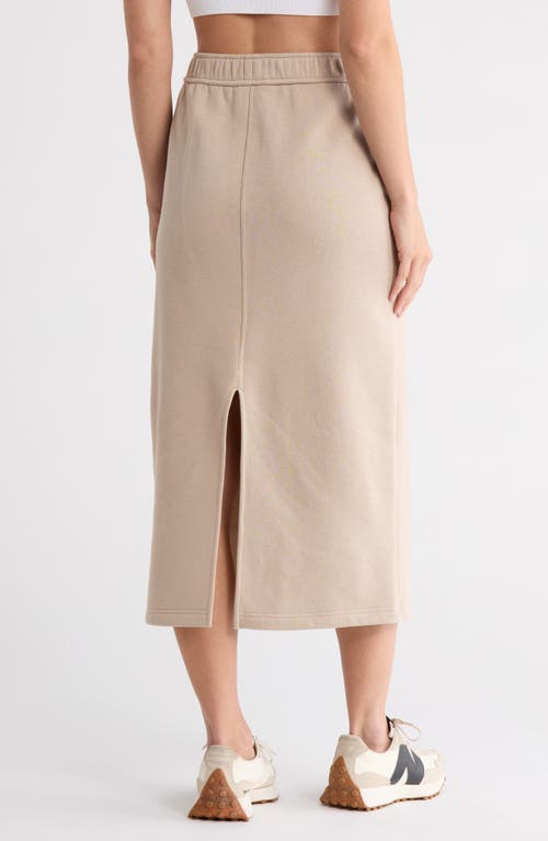 Z By Zella Feather Fleece Midi Skirt In Brown