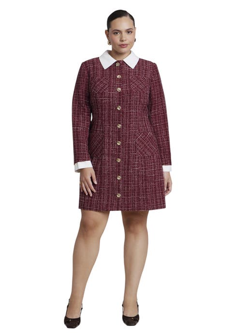 Tweed Twofer Mini Shirt Dress