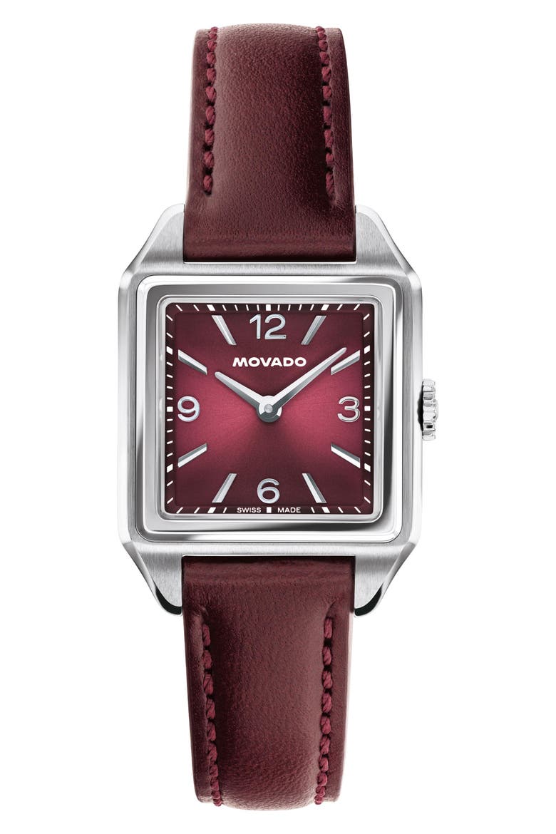 Heritage 1917 Leather Strap Watch, 25mm x 34mm, Main, color, RED