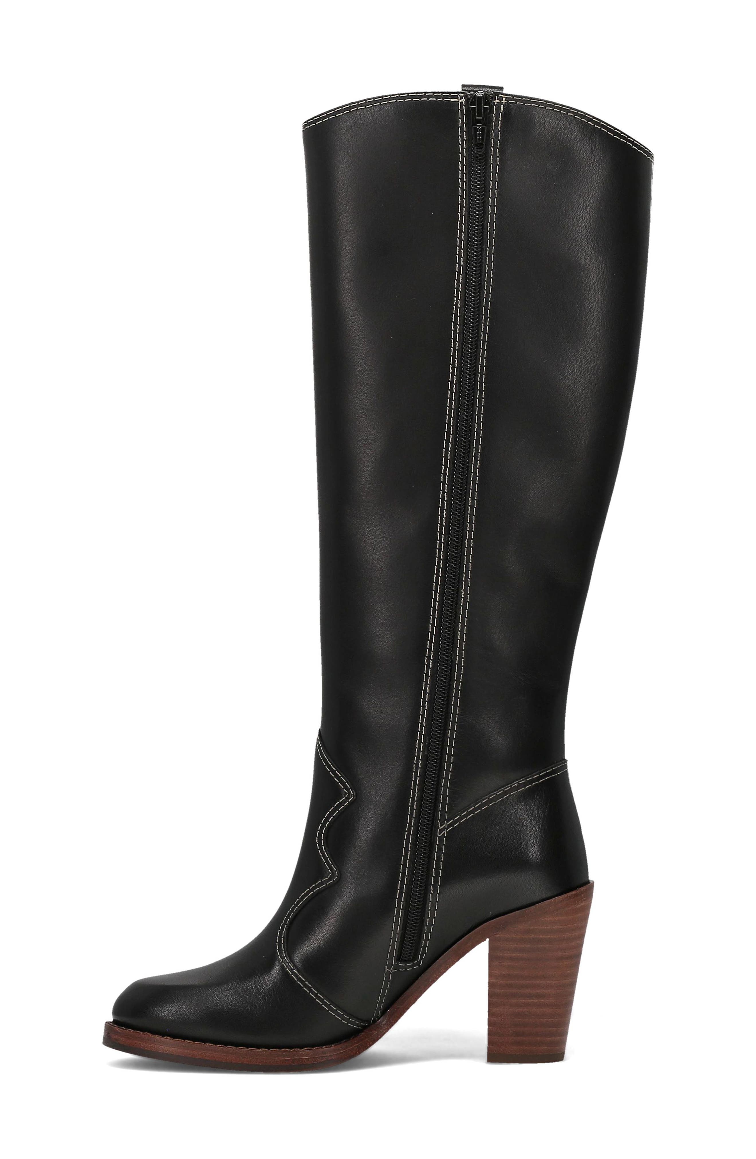 Frye Corinne Knee High Western Boot, Alternate, color, Black