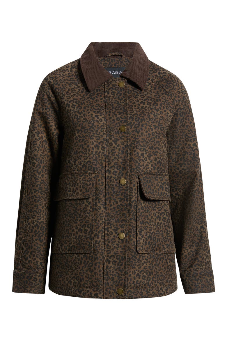 Corduroy Collar Cotton Barn Jacket, Alternate, color, LEOPARD