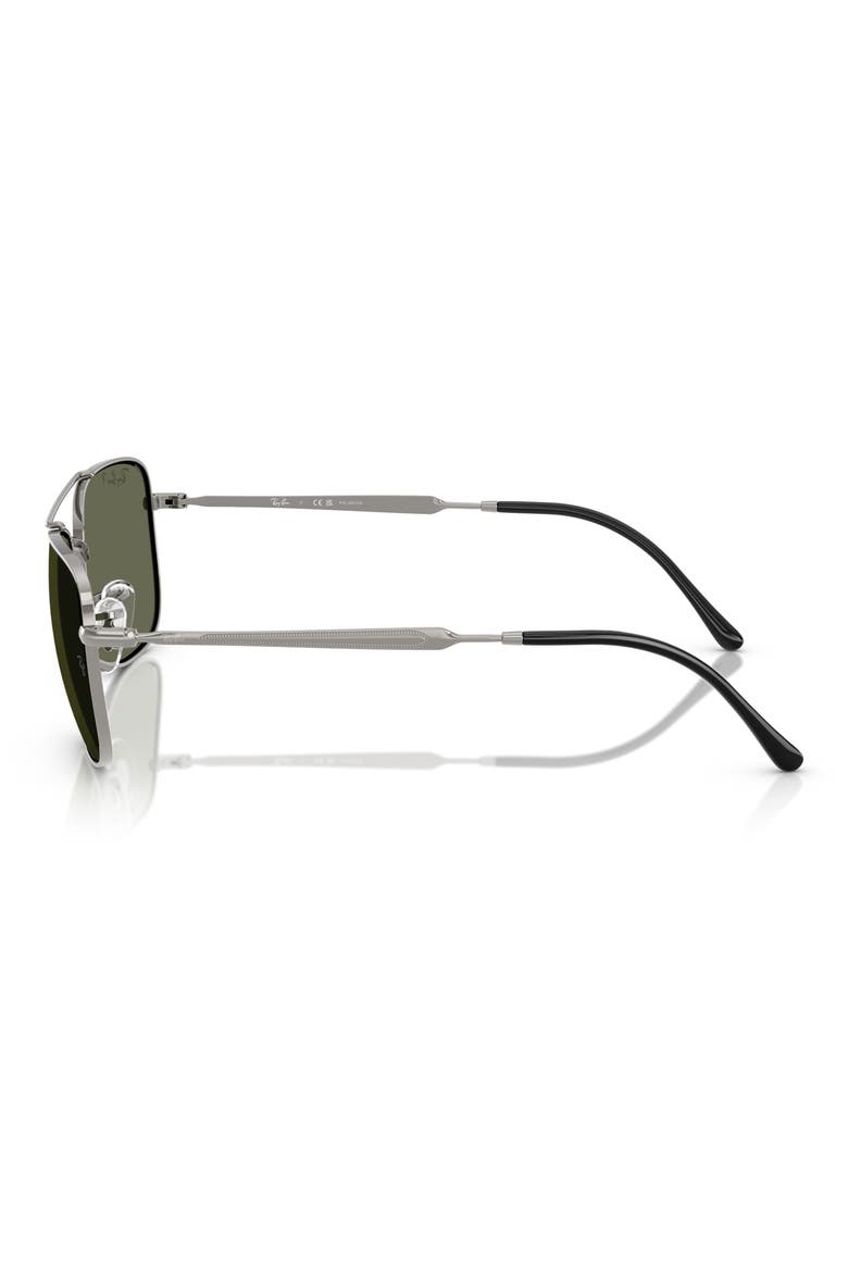 62mm Oversize Polarized Rectangular Sunglasses, Alternate, color, GUNMETAL