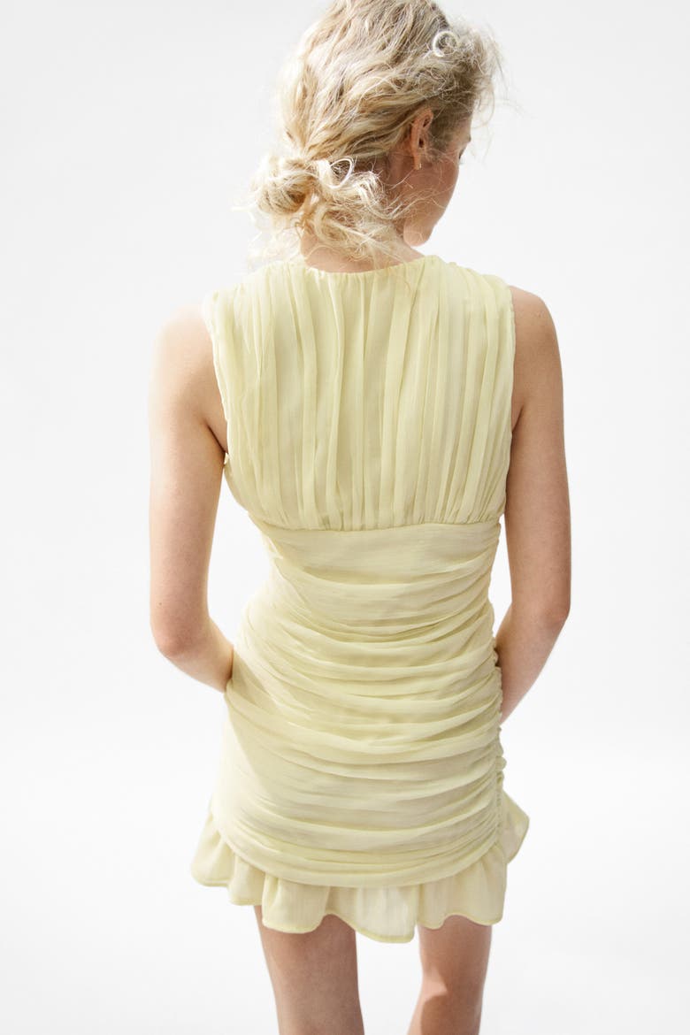 Draped Chiffon Dress, Alternate, color, Light yellow