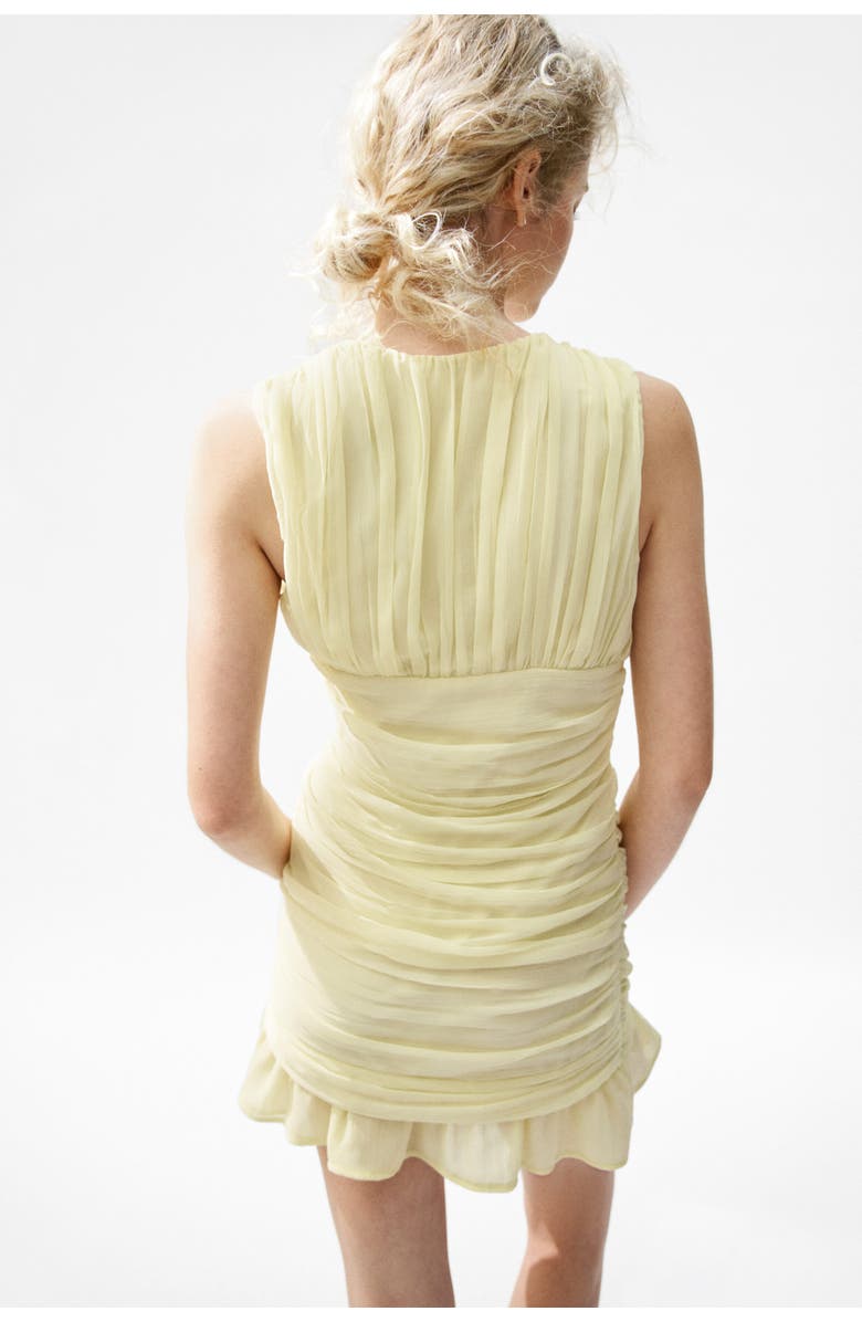 H&M Draped Chiffon Dress, Alternate, color, Light Yellow