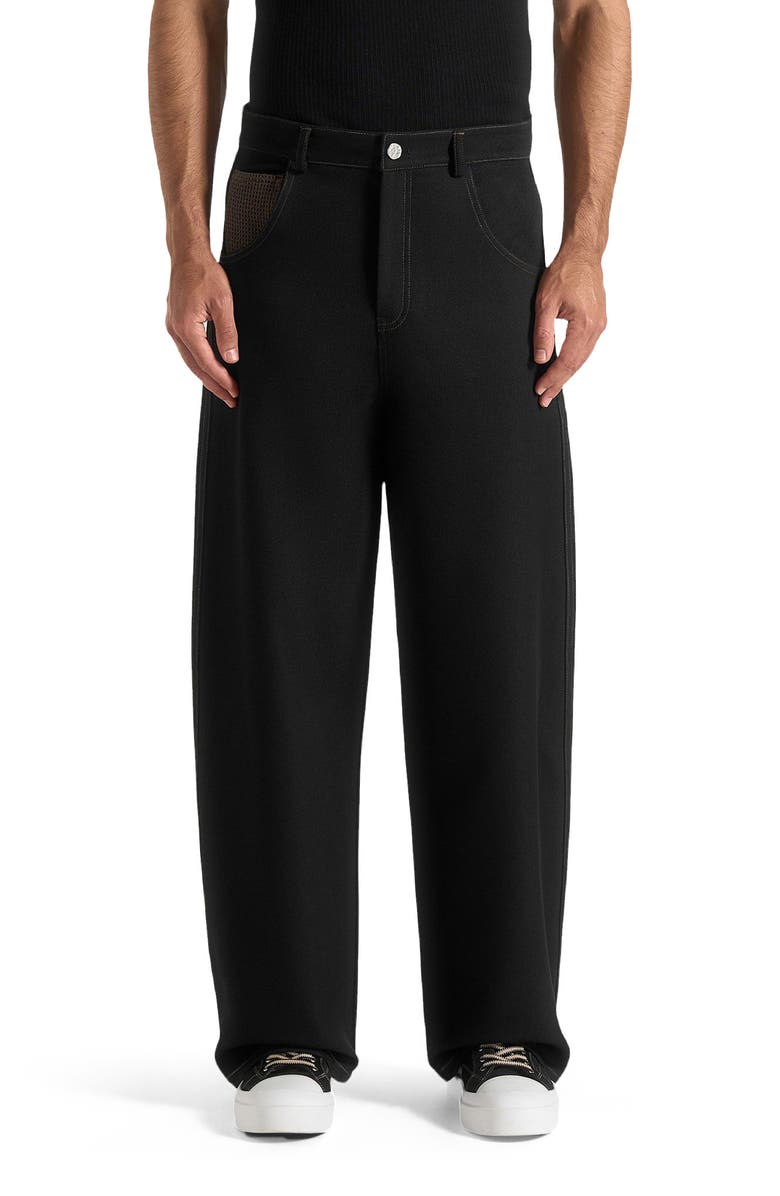 Manière De Voir Lazare Wide Leg Twill Jeans, Alternate, color, Black