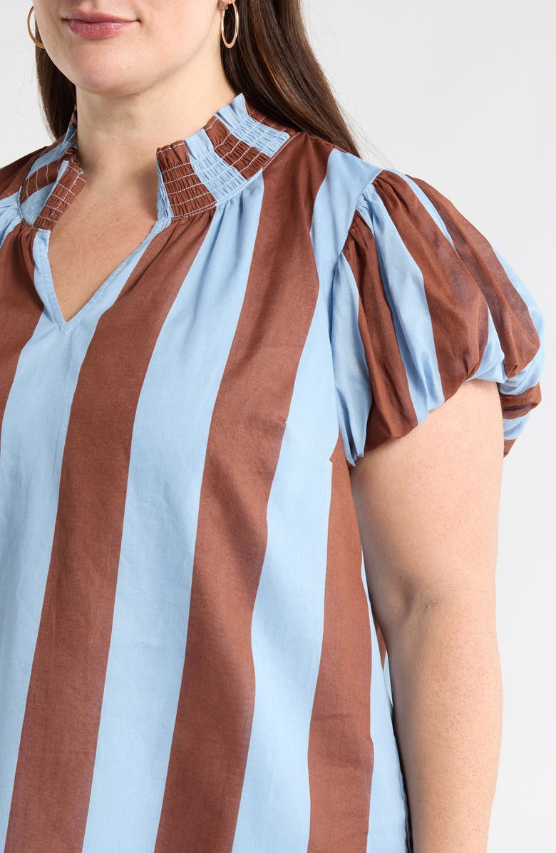 SUGARLIPS Evabelle Puff Sleeve Top, Alternate, color, Brown-Blue