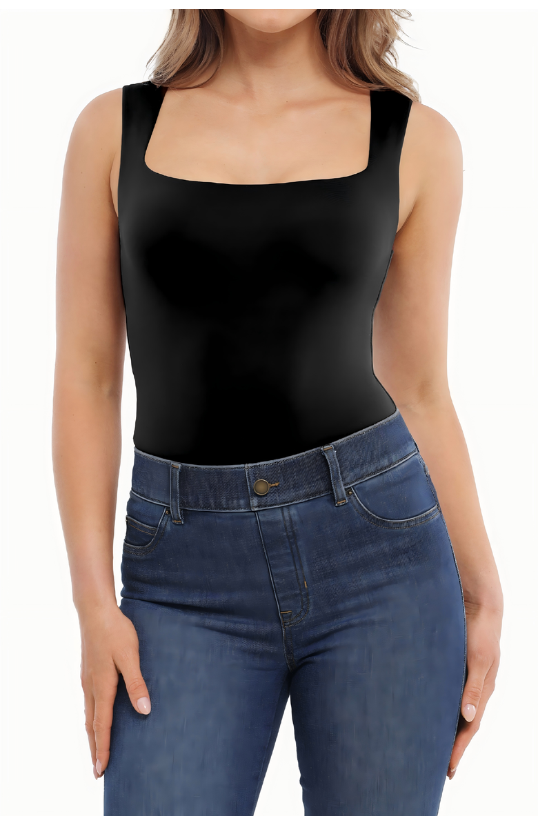 Popilush Cloud Touch Snatched Double Layer Tummy Control Sleeveless Tank Top, Alternate, color, Midnight Black