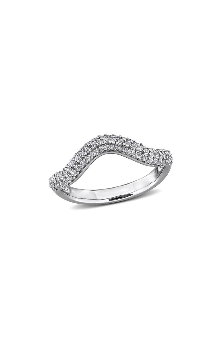 DELMAR White Topaz Curved Band Ring, Main, color, Silver/ White