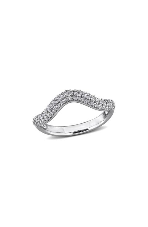 White Topaz Curved Band Ring