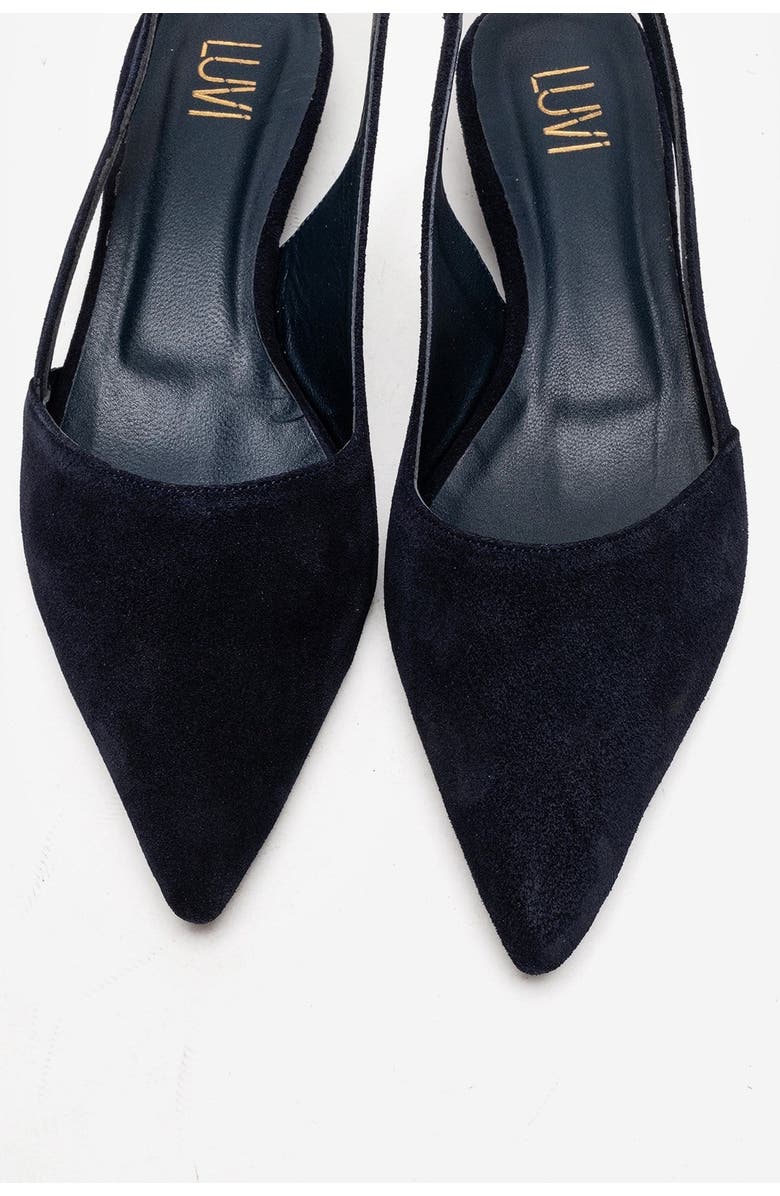 Forever & Always Shoes Berlina Leather Slingback Pump, Alternate, color, Navy Suede