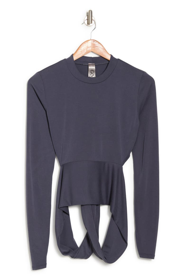 Wrap Front Long Sleeve Top, Alternate, color, NAVY