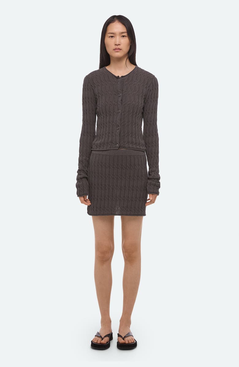 Helmut Lang Cable Stitch Crop Cardigan, Alternate, color, Gravel