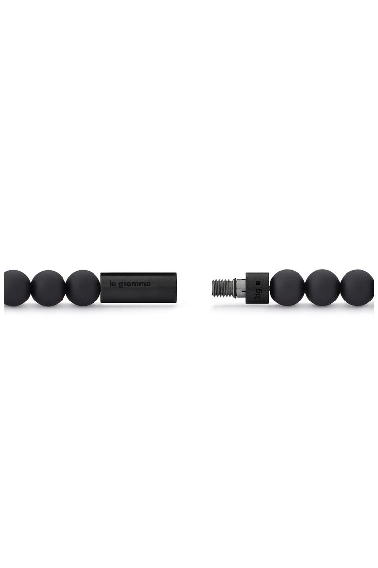 Men's Beaded Bracelet, Alternate, color, BLACK CERAMIC/ SILVER