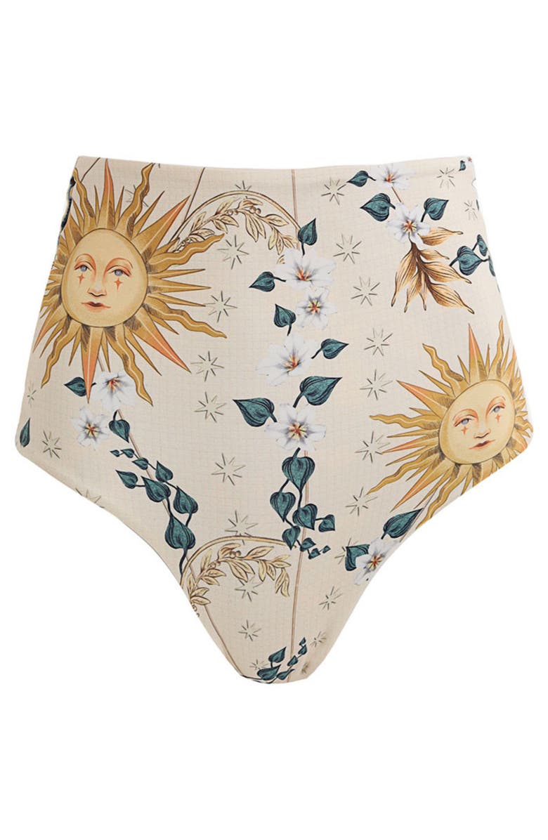 Agua Bendita Juls Solstice Reversible High Waist Bikini Bottoms, Alternate, color, White