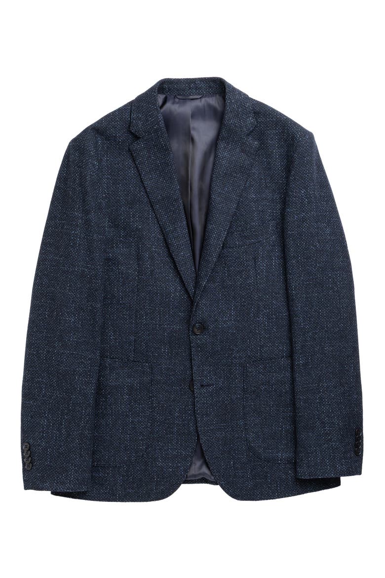 Archibold Navy Slub Wool & Cotton Blend Sport Coat, Alternate, color, MARINE