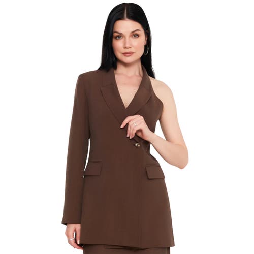 Akalia Julie One Shoulder Blazer In Brown