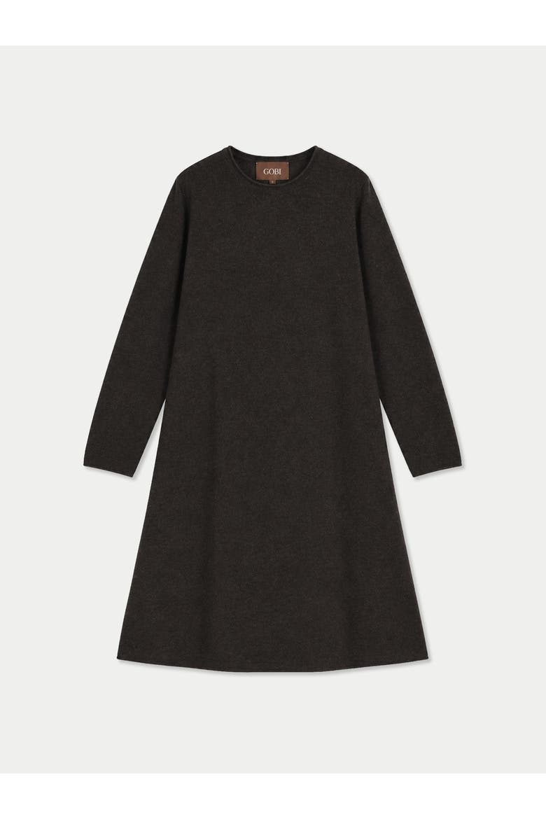 Cashmere A-line Knitted Dress, Main, color, olive brown