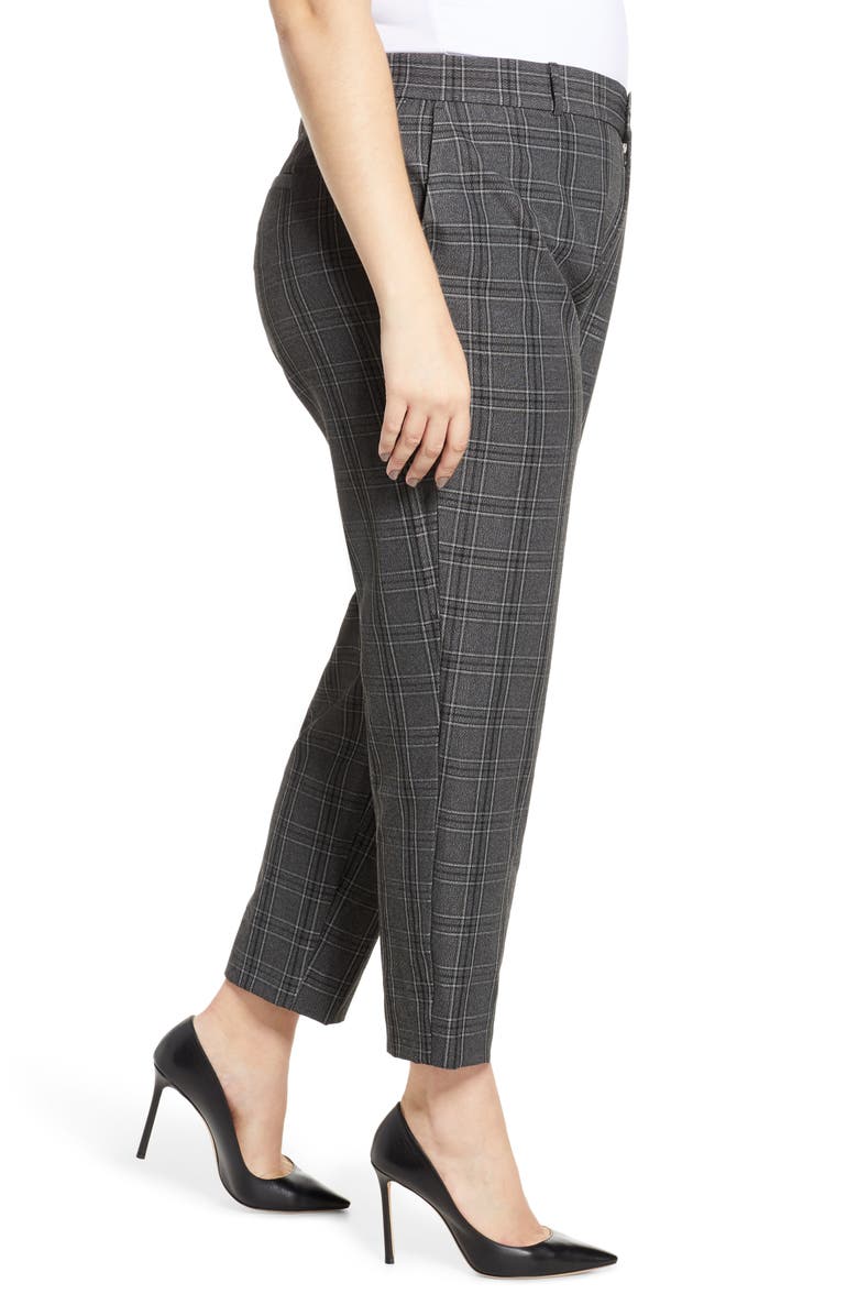 Rachel Roy Collection High Waist Grey Check Tapered Trousers, Alternate, color, 