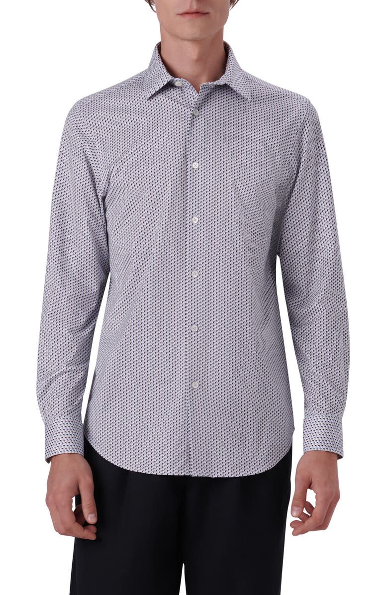Bugatchi OoohCotton<sup>®</sup> Geometric Print Button-Up Shirt, Main, color, 
