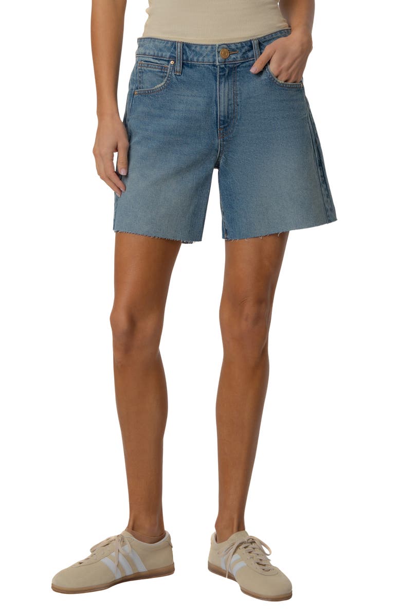 KUT from the Kloth Hailey Raw Hem High Waist Denim Bermuda Shorts, Main, color, Novel
