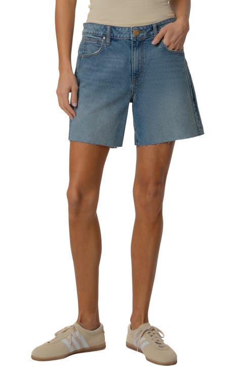 Hailey Raw Hem High Waist Denim Bermuda Shorts (Novel)