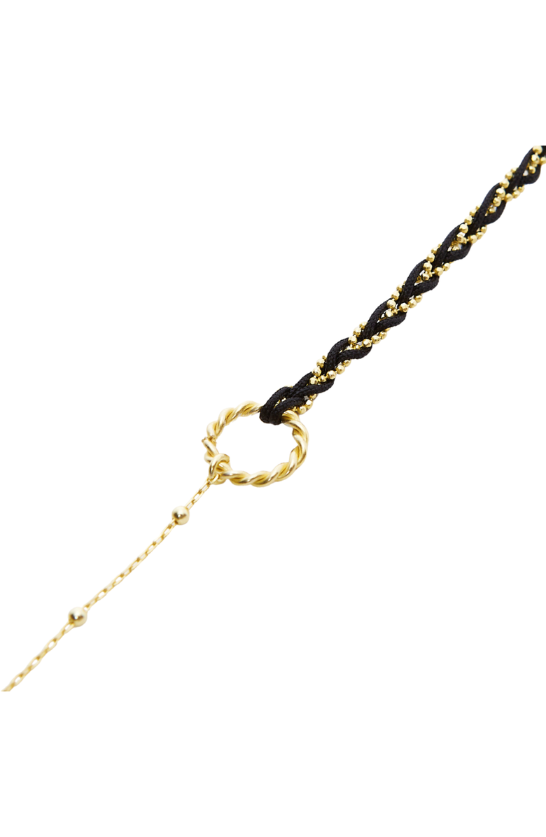 Spero London Handmade Rope Braided Sterling Silver Beaded Chain Bracelet, Main, color, Black