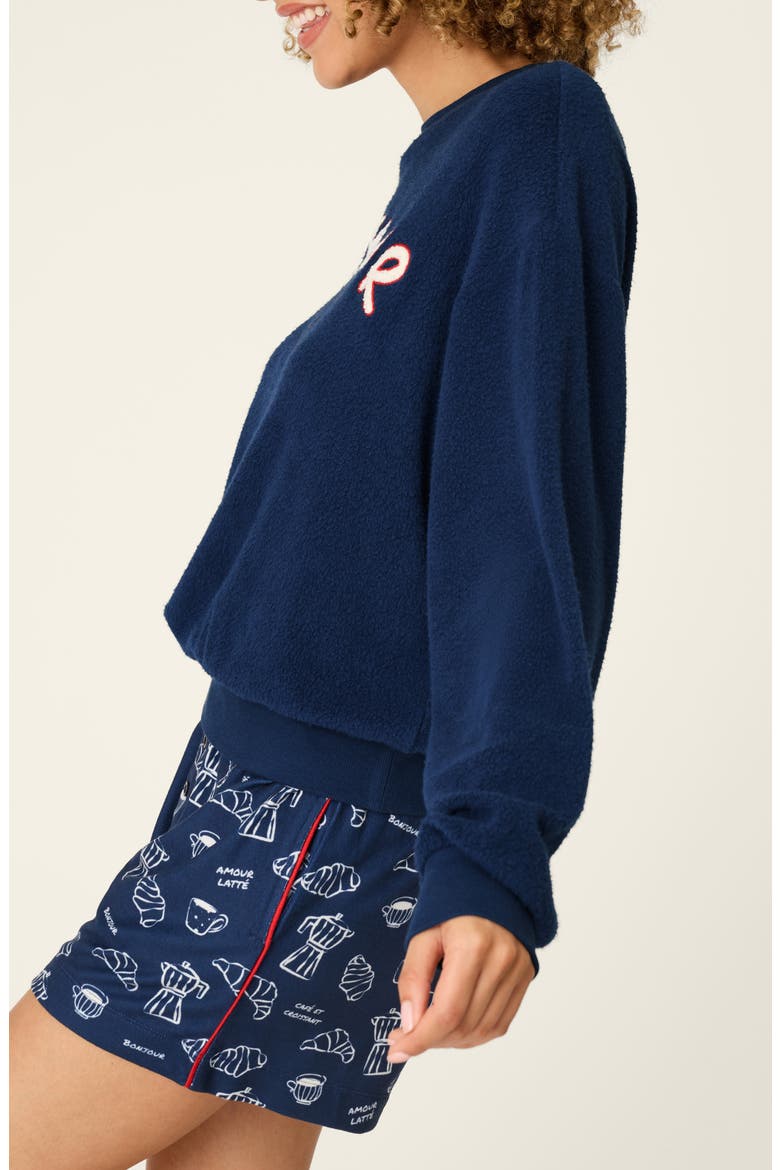 Bonjour Graphic Sweatshirt, Alternate, color, DEEP NAVY