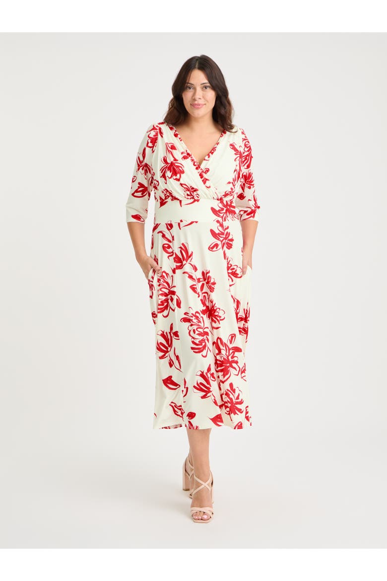 Helena Jersey Midi Dress, Main, color, Ivory Red