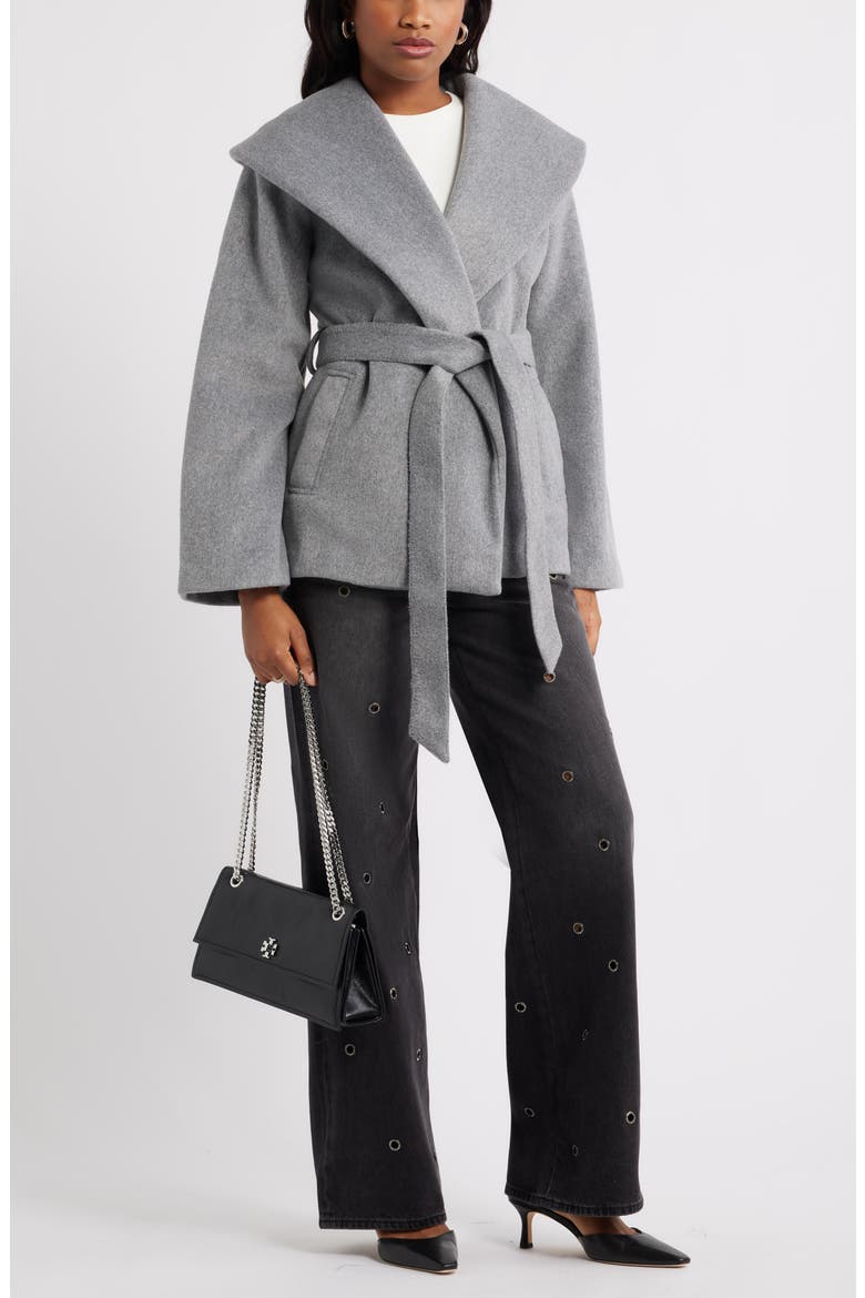 Wrap Robe Coat, Alternate, color, GREY HEATHER